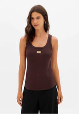 Ribbed Tank Top with Logo Plate Lança Perfume