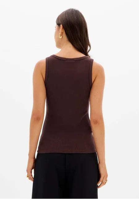Ribbed Tank Top with Logo Plate Lança Perfume