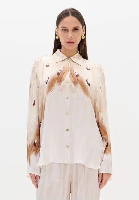 Camisa Manga Comprida Lança Perfume Cetim Longline