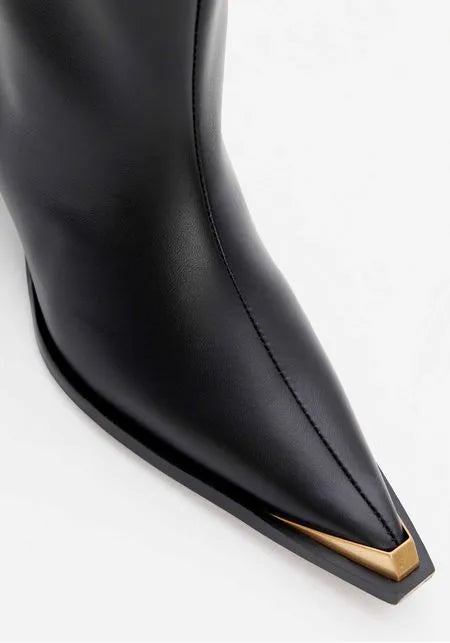 Metal Toe Cap Leather Mid-Calf Boots Lança Perfume