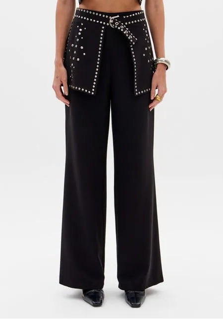 Black Straight-Leg Trousers with Removable Layer Lança Perfume