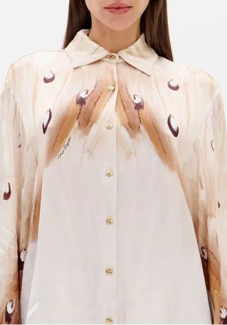 Camisa Manga Comprida Lança Perfume Cetim Longline