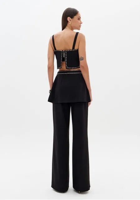 Black Straight-Leg Trousers with Removable Layer Lança Perfume