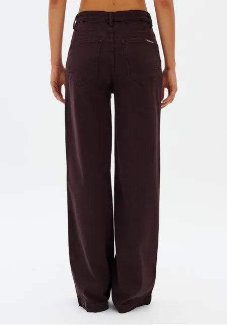 Burgundy Mid-Rise Wide-Leg Cotton Twill Trousers Lança Perfume