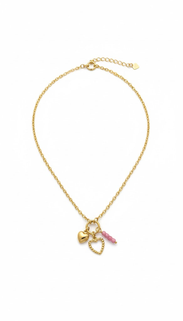 Delicate Layered Heart Pendant Necklace Jetlag