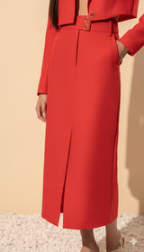 High-Waisted Double-Breasted Midi Skirt Lez a Lez