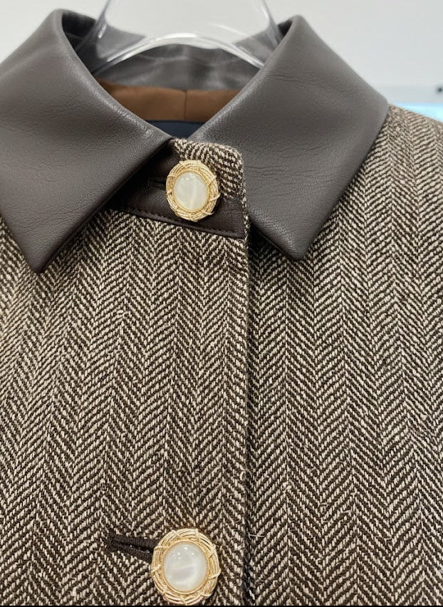 Long-Sleeve Striped Button-Front Jacket Quattro Venti