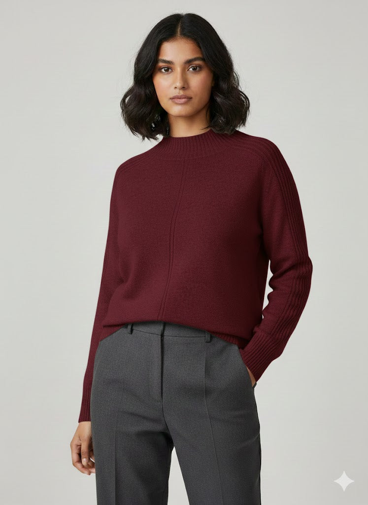 Long Sleeve Knit Top with Mock Neck Sisus