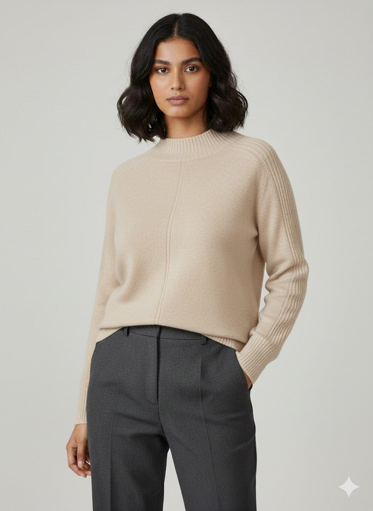 Long Sleeve Knit Top with Mock Neck Sisus