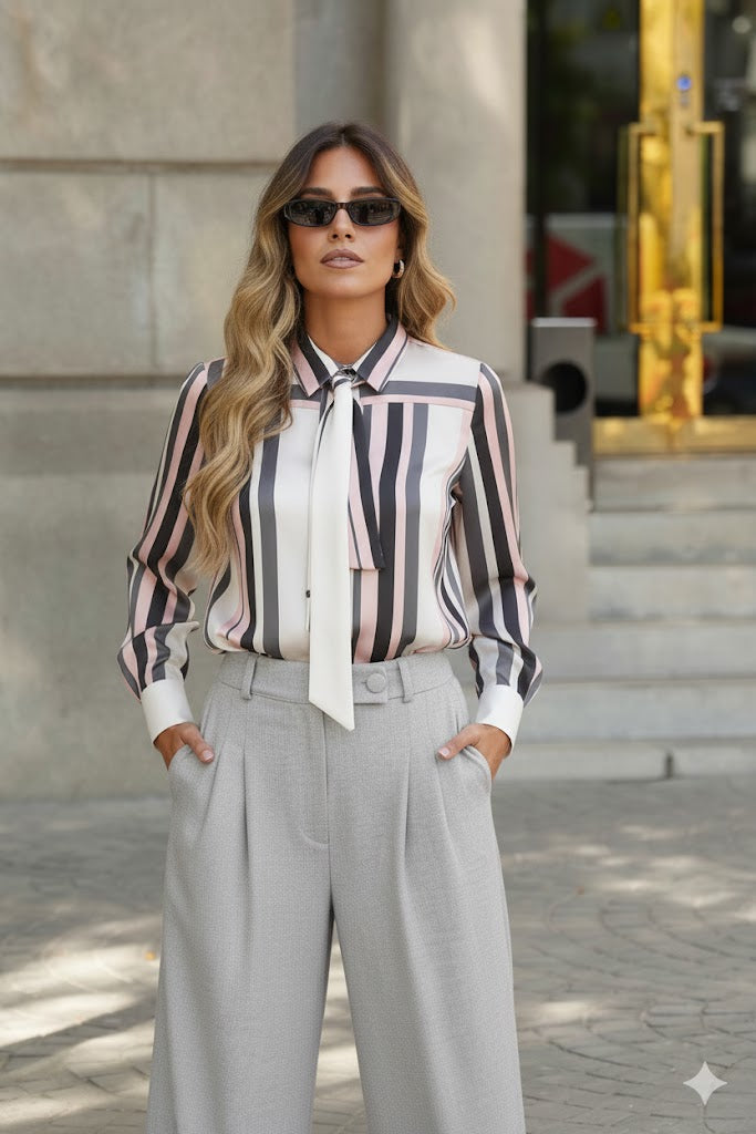 Conjunto de camisa e gravata às riscas Sahoco