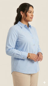 Blue Relaxed Button-Down Shirt Sissus