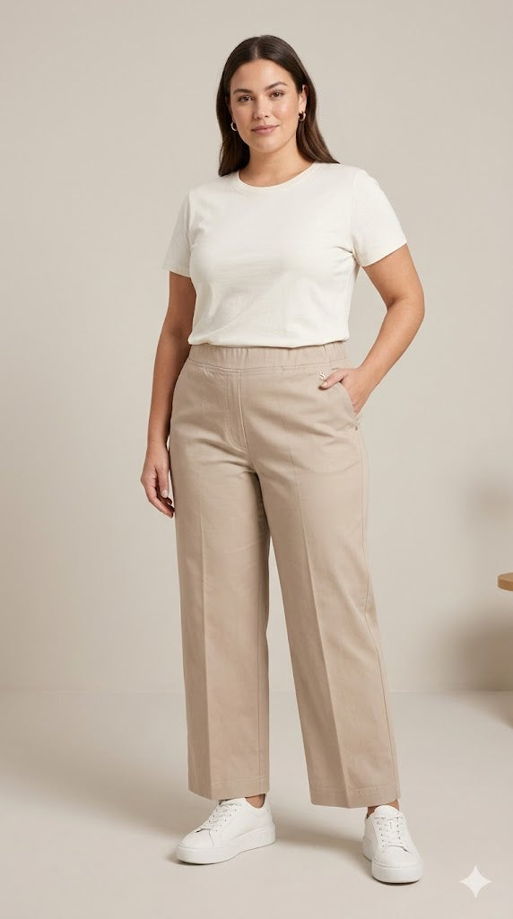 High-Waist Stretch Capri Trousers Sissus