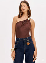 One-Shoulder Bodysuit with Metal Detail Lança Perfume