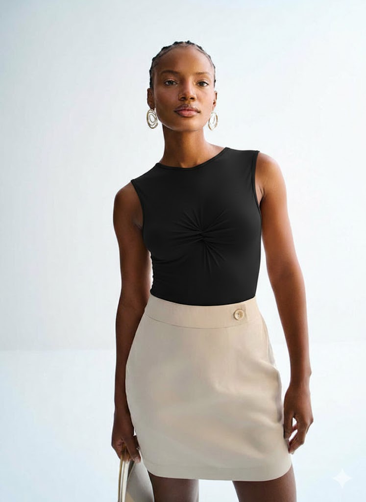 Sleeveless Knit Twist Bodysuit Lez a Lez