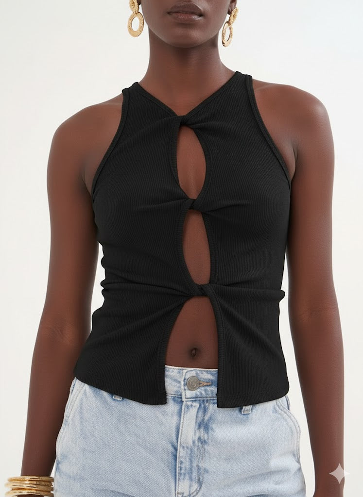 Slim Cut-Out Ribbed Tank Top Colcci