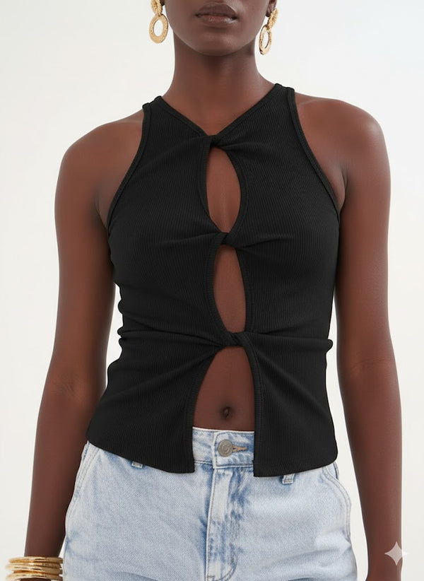 Slim Cut-Out Ribbed Tank Top Colcci