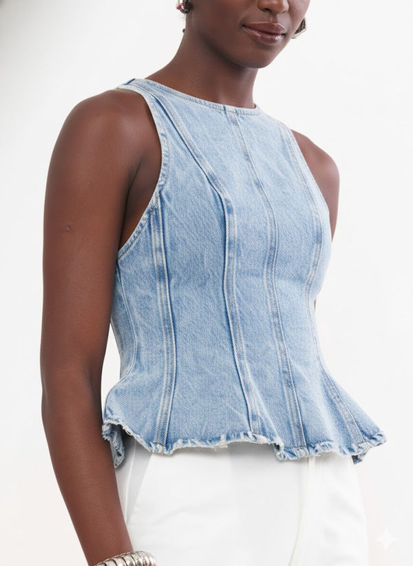 Denim Tailoring Corset Blouse Colcci