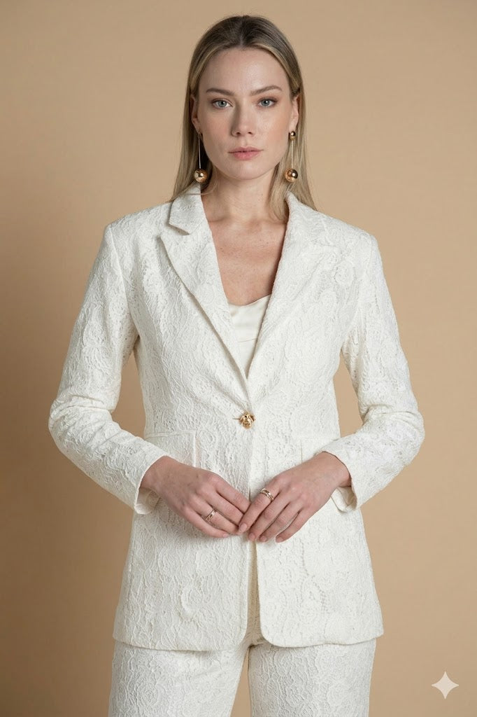 Blazer Justo com Renda Intrincada Sahoco