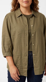 Relaxed Three-Quarter Sleeve Linen Shirt Sissus