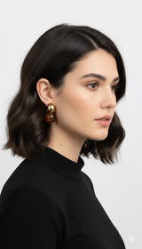Oval Hoop Earrings with Ball Detail Jatlag