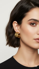Elegant Gold-Tone Oval Earrings Jetlag