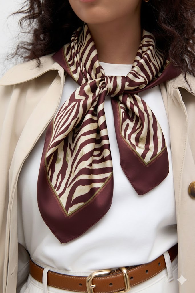 Striped Satin Printed Scarf Sahoco