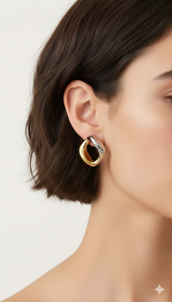Two-Tone Square Earrings Jetlag