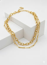 Gold Tone Two Layer Chain Necklace Jetlag