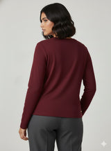 Long Sleeve Knit Top with Gold Button Detail Quattro Venti