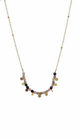 Delicate Fine Chain Necklace with Green Stone Details Jetlag