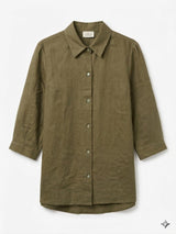 Relaxed Three-Quarter Sleeve Linen Shirt Sissus