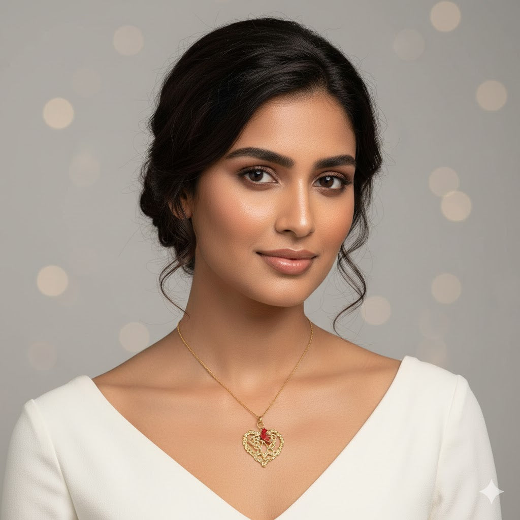 Freedom Necklace: Heart and Red Swallow Pendant