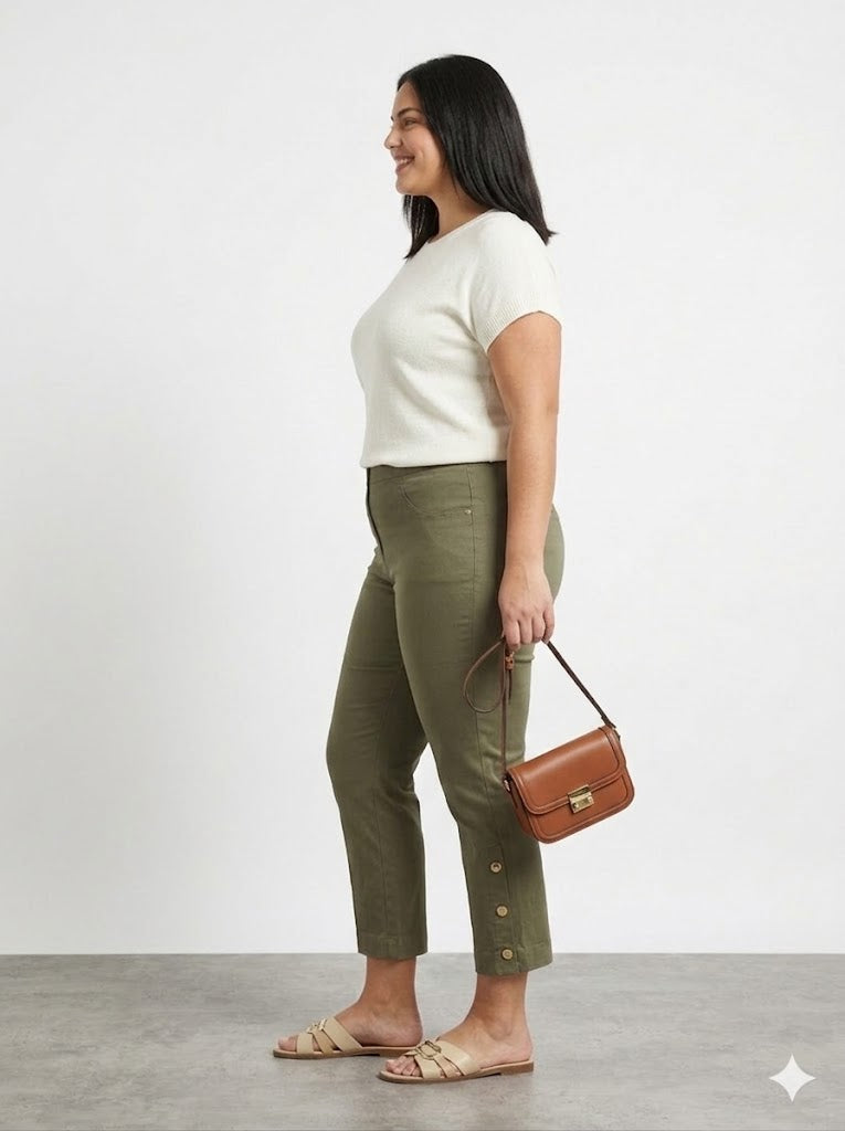 Chino Pants with Button-Hem Detail Sissus