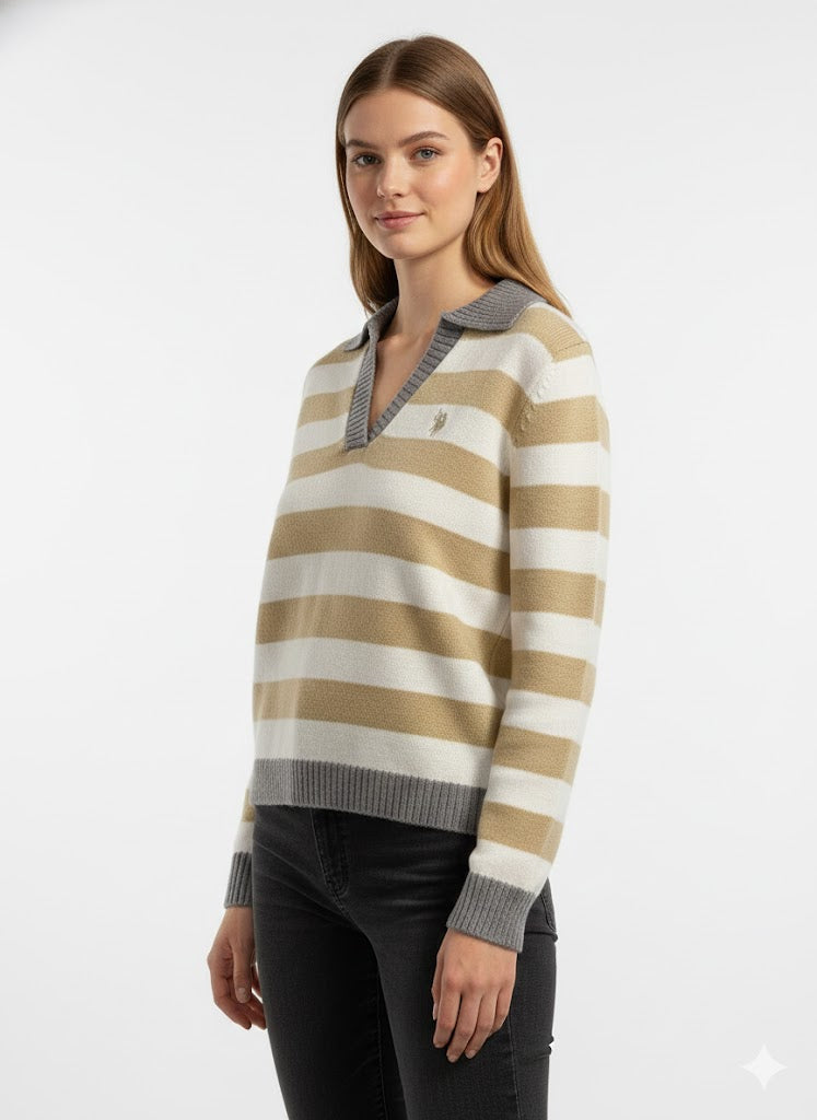 Women’s V-Neck Knit Sweater Long Sleeve U.S.Polo Assm.