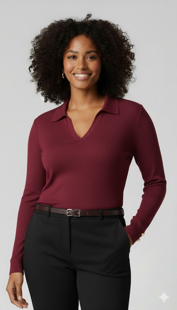 V-Neck Long Sleeve Shirt Sisus