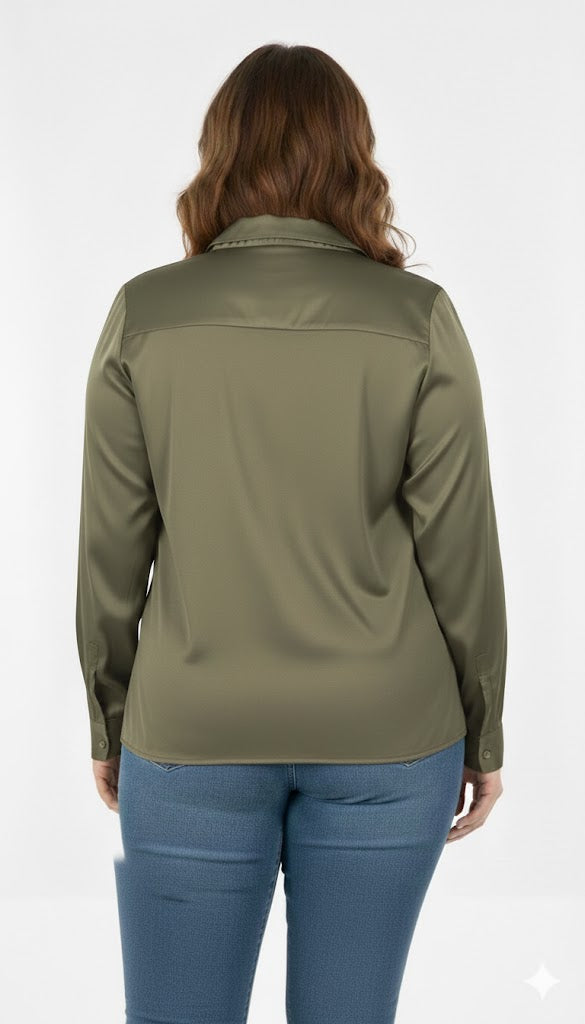 Classic V-Neck Long Sleeve Blouse Sisus