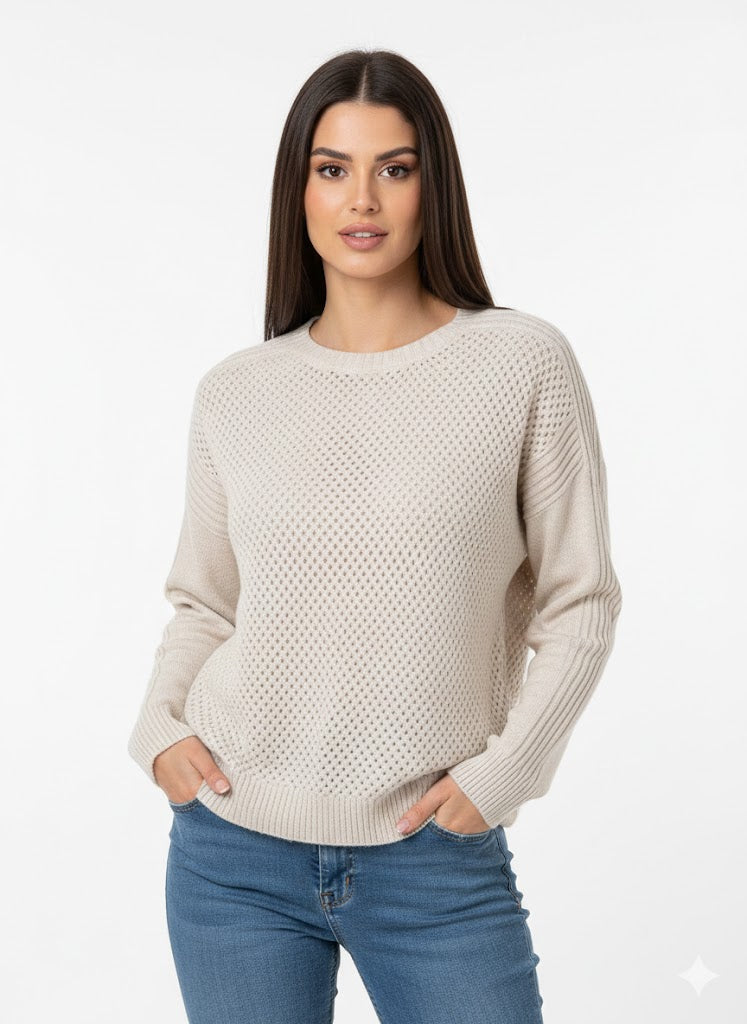 Long Sleeve Knit Top with Front Cut-Outs Sisus