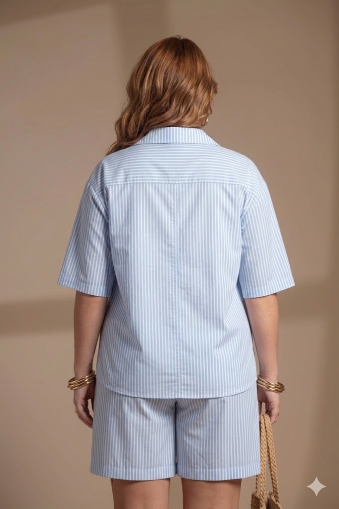 Camisola de manga curta às riscas Quattro Venti
