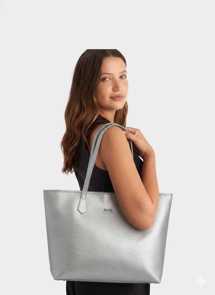 Bolsa grande metálica com logo Rufel