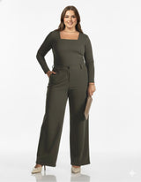 Elastic Tailored Wide Leg Trousers Quattro Venti