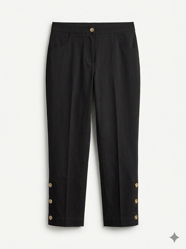 Chino Pants with Button-Hem Detail Sissus