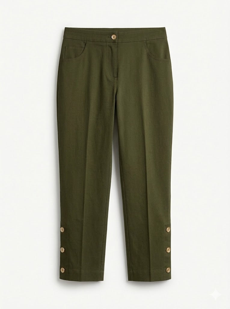 Chino Pants with Button-Hem Detail Sissus