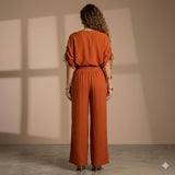Fluid Textured Wide-Leg Palazzo Pants Quattro Venti