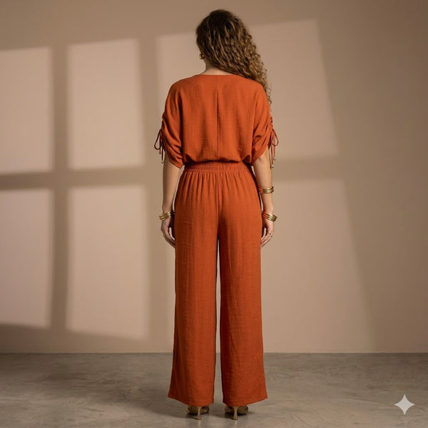 Fluid Textured Wide-Leg Palazzo Pants Quattro Venti