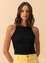 Fine-Ribbed Scoop Neck Top Lez a Lez