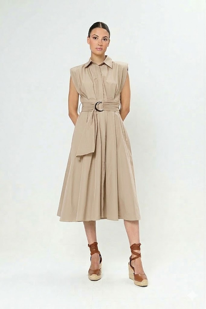 Midi Dress with Structured Shoulders Arggido