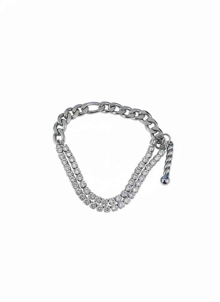 Silver Diamond Statement Bracelet Jetlag