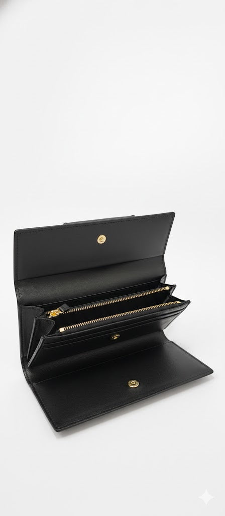 Large Black Leather Icon Stud Tab Purse Rufel