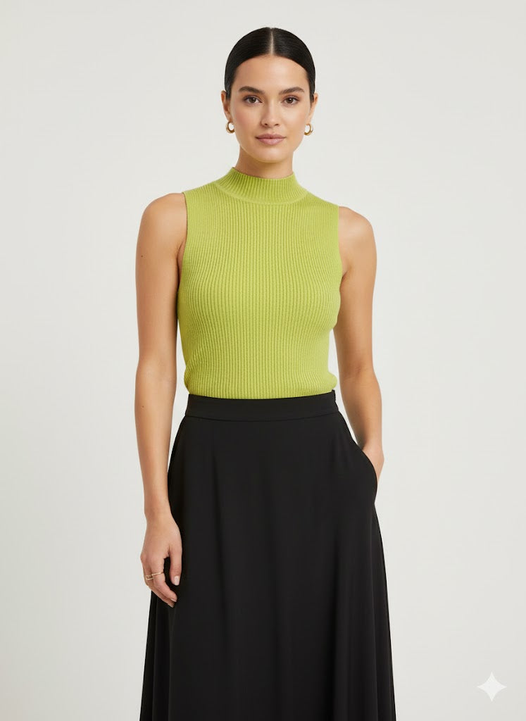 Sleeveless Knit Top with Collar Lez a Lez
