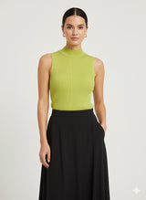 Sleeveless Knit Top with Collar Lez a Lez